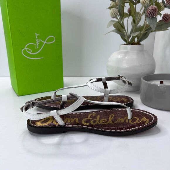 Sam Edelman Gigi Mini Leather Slingback T-Strap Sandals White Kid's 2M Tried On - Picture 7 of 10